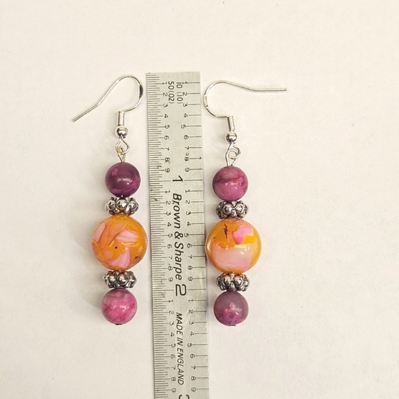Handmade Beaded Stone and Shell Earrings - Picture 7 of 7